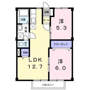 サンライズプラザB【2階】の間取り
