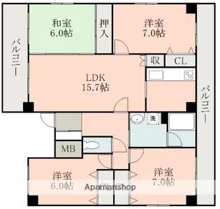メゾン・ド・ソレイユ若葉【3階】の間取り