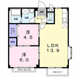 サンハイツヨシモトⅡ【2階】の間取り