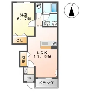 ヴァンベール小楠【1階】の間取り