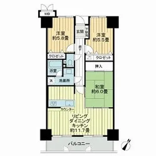 サーパスシティ白川3番館【4階】の間取り