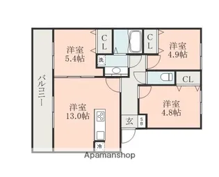 JK長嶺東【3階】の間取り