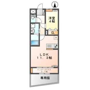 グランディール・ラ・テール【102号室】の間取り