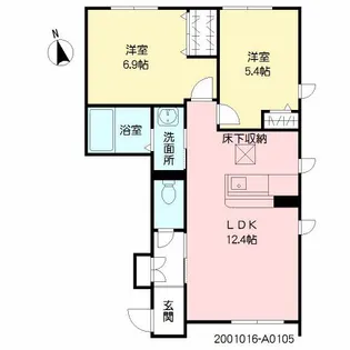 クレスティーク御宇田 A棟【1階】の間取り