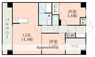 ドゥ・アンディオール ファースト【6階】の間取り