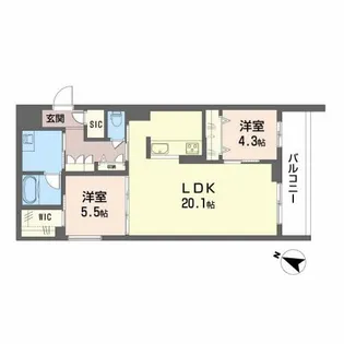 シャーメゾン リバーサイド【405号室】の間取り