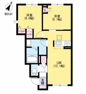 クレストールアベニュー Ⅱ棟【1階】の間取り