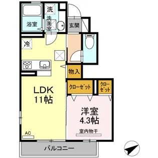 DーROOM須屋【1階】の間取り