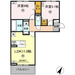 セジュールオッツ長嶺【2階】の間取り