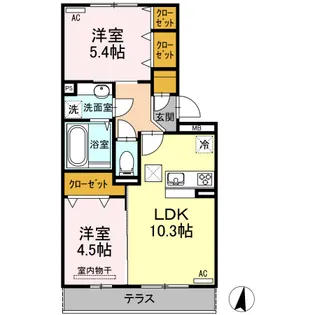 レイ・ブリス【1階】の間取り