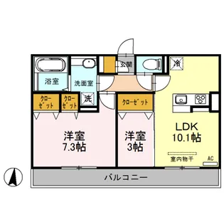 セキュレア須屋 H棟【2階】の間取り