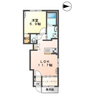 グランディール ルリアン【108号室】の間取り