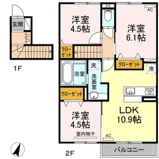 ディアコートやまが【2階】の間取り