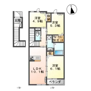 メープルⅡ【205号室】の間取り
