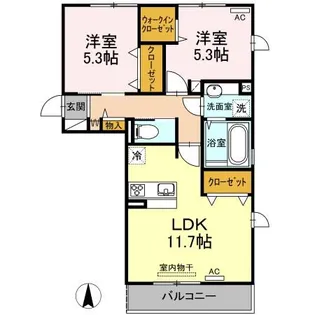 ヴィクトワール健軍【2階】の間取り