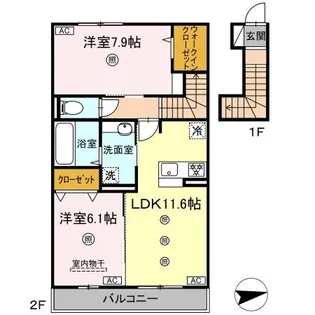 (仮称)DーROOM西区上代【2階】の間取り