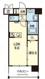 ドノーレ熊本駅東【9階】の間取り