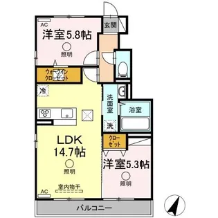 アリエス A【102号室】の間取り