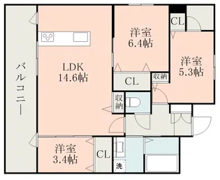 ラ・シック嘉島Ⅳ【5階】の間取り
