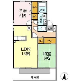 サンロイヤル B棟【1階】の間取り