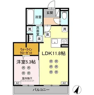 LUMINA(ルミナ) II棟【102号室】の間取り