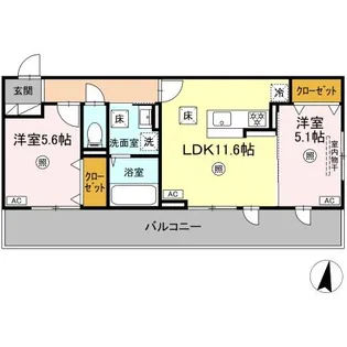 アゼリア水前寺【1階】の間取り