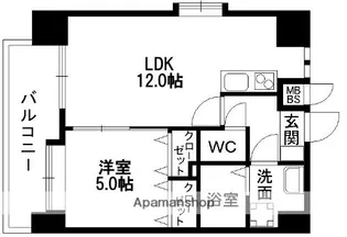 ランドタワーK−1【9階】の間取り