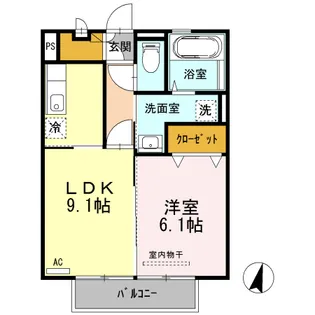 オーピュール城西【1階】の間取り