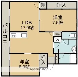 コーポ柳井【1階】の間取り