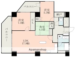 優渾水前寺【9階】の間取り