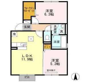 ウイングMH B棟【2階】の間取り