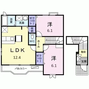 プラシード B【2階】の間取り