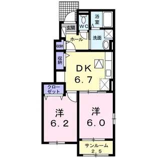 サンハピネスC【1階】の間取り