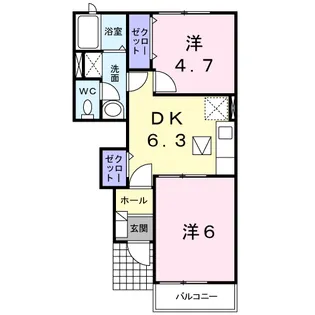 ポライトリーB【1階】の間取り