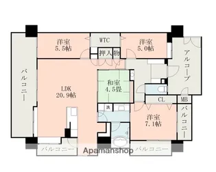 トラスト大津ネクサージュ【11階】の間取り