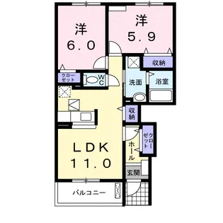 エルフィン 五番館【1階】の間取り