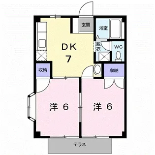 迫間ラッキーハイツⅡ【1階】の間取り