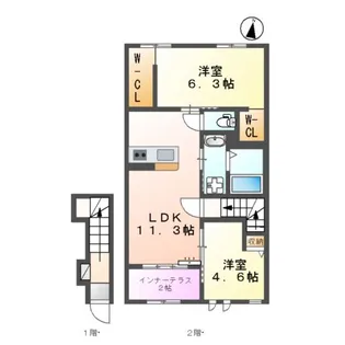 ルガルボニート北熊本【206号室】の間取り