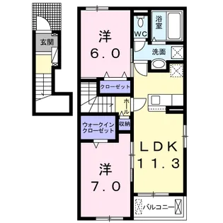 ファザム・ツイン菊池B【2階】の間取り