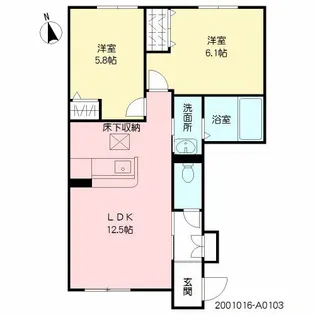クレスティーク御宇田 A棟【103号室】の間取り