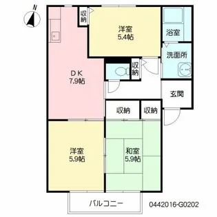 サンフラワー武蔵野台 G棟【2階】の間取り