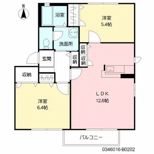 パストラルコート B棟【202号室】の間取り