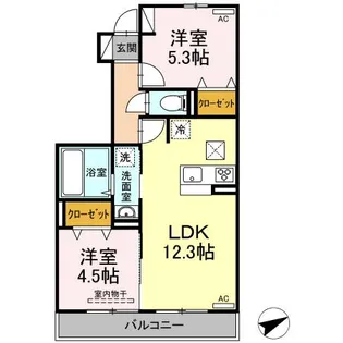 アクシズ泗水【1階】の間取り