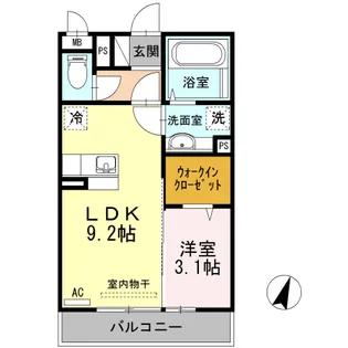 リヴェール・フォンティーヌ【3階】の間取り