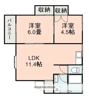 若葉ヶ丘ハイツ【1階】の間取り