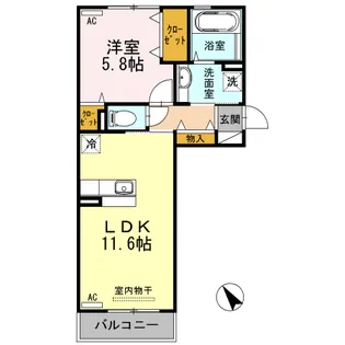 1LDKの間取り画像