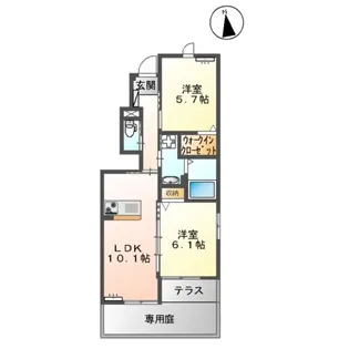 2LDKの間取り画像