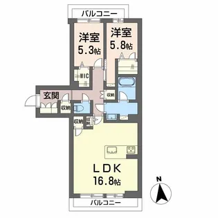 2LDKの間取り画像