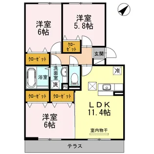 ヴァン・エスポワール B棟【1階】の間取り