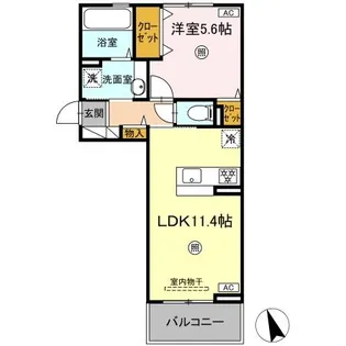 DーROOM須屋(トリシア)【3階】の間取り